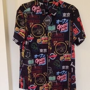 Brand New Neon Sushi Short-Sleeve Button-Down Shirt